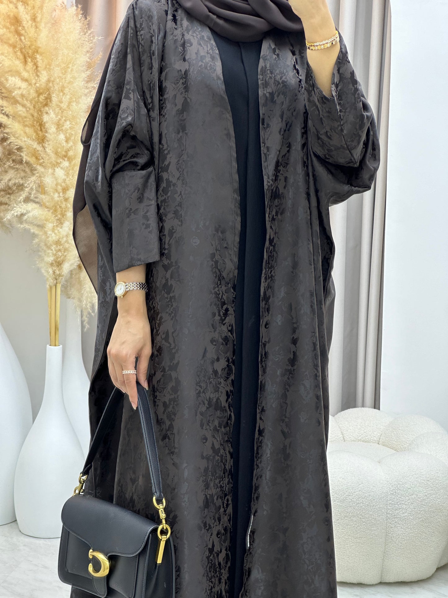 C 0250-02 Brown Floral Abaya