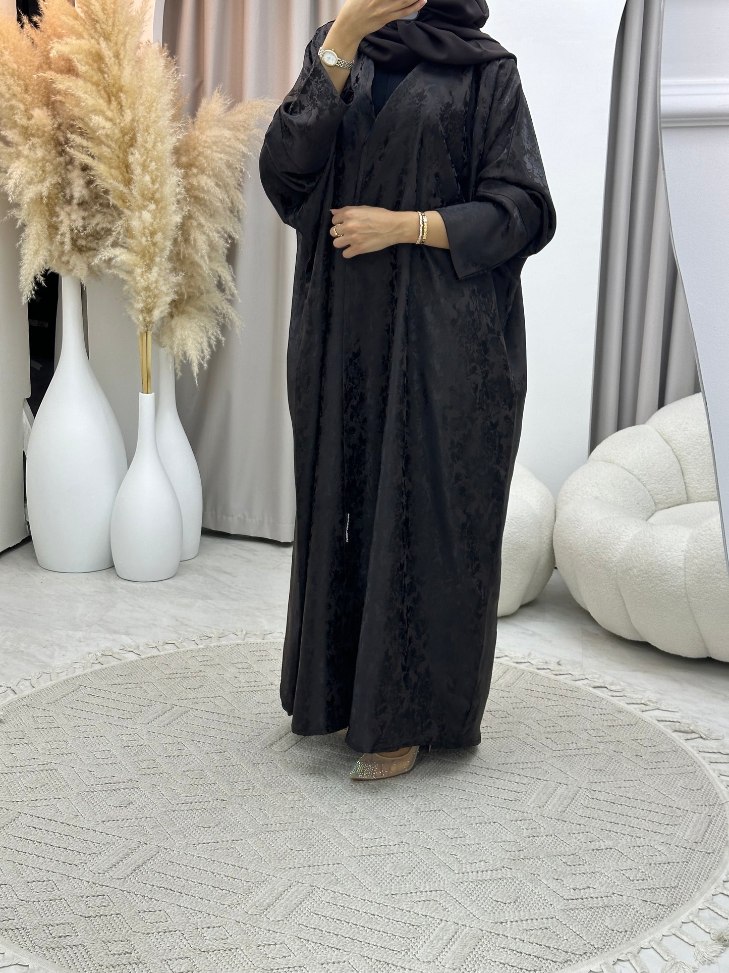 C 0250-02 Brown Floral Abaya