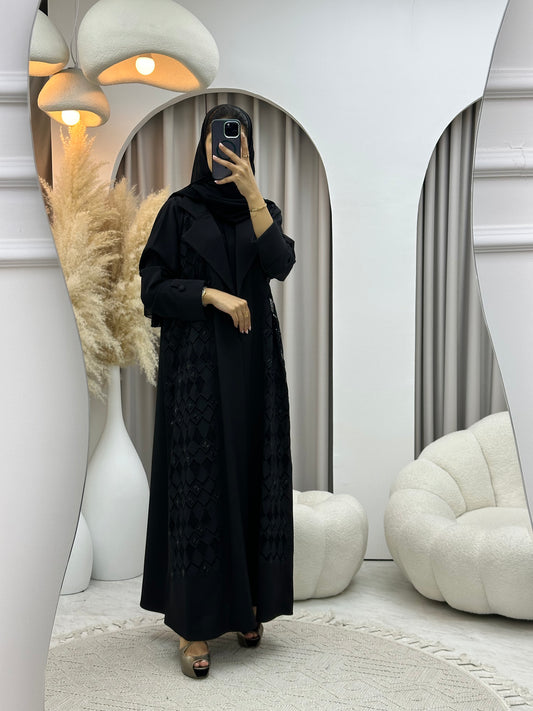 C 0484 Black Classic Lace Abaya