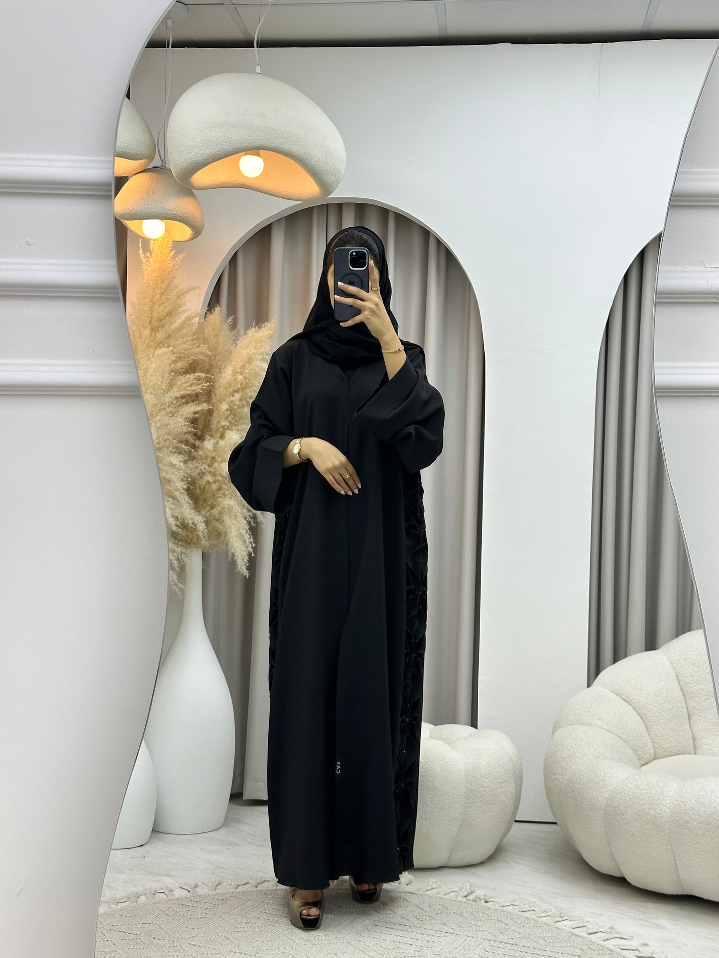 C 0483 Black Classic Lace Abaya