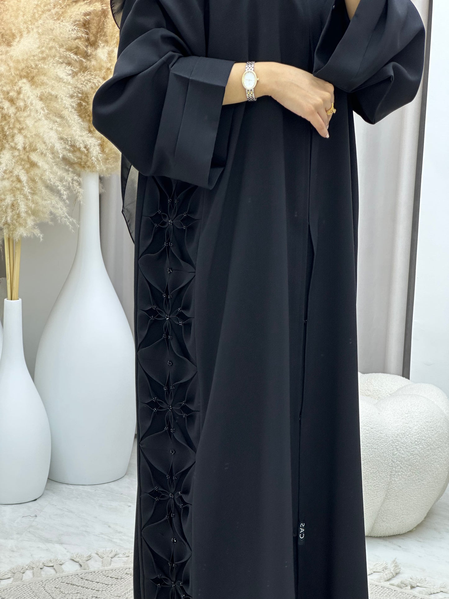 C 0483 Black Classic Lace Abaya