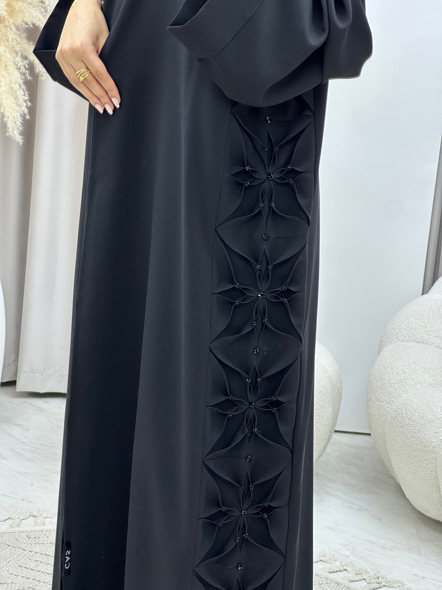 C 0483 Black Classic Lace Abaya