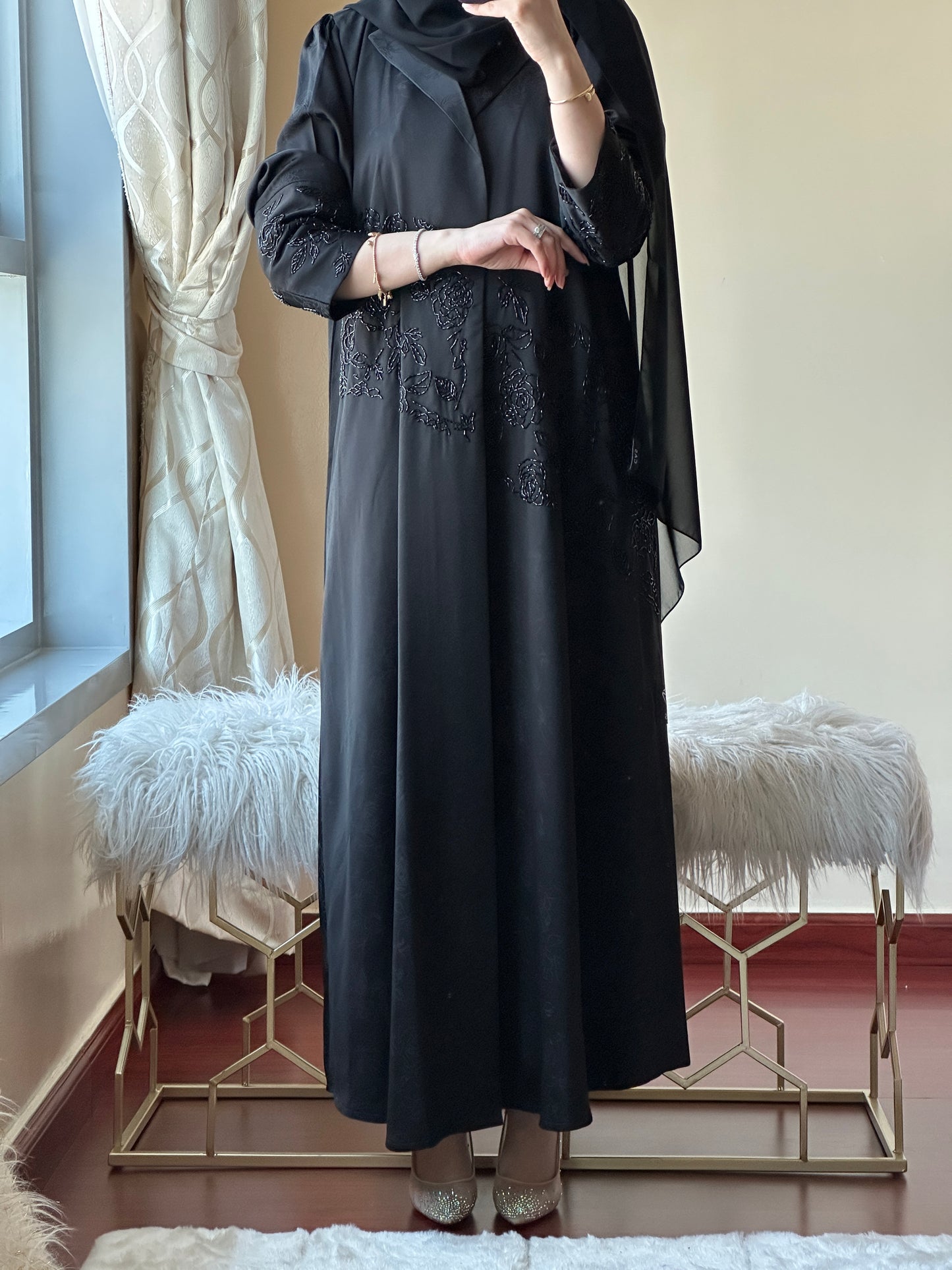 C RTW Black Work Abaya Set 93