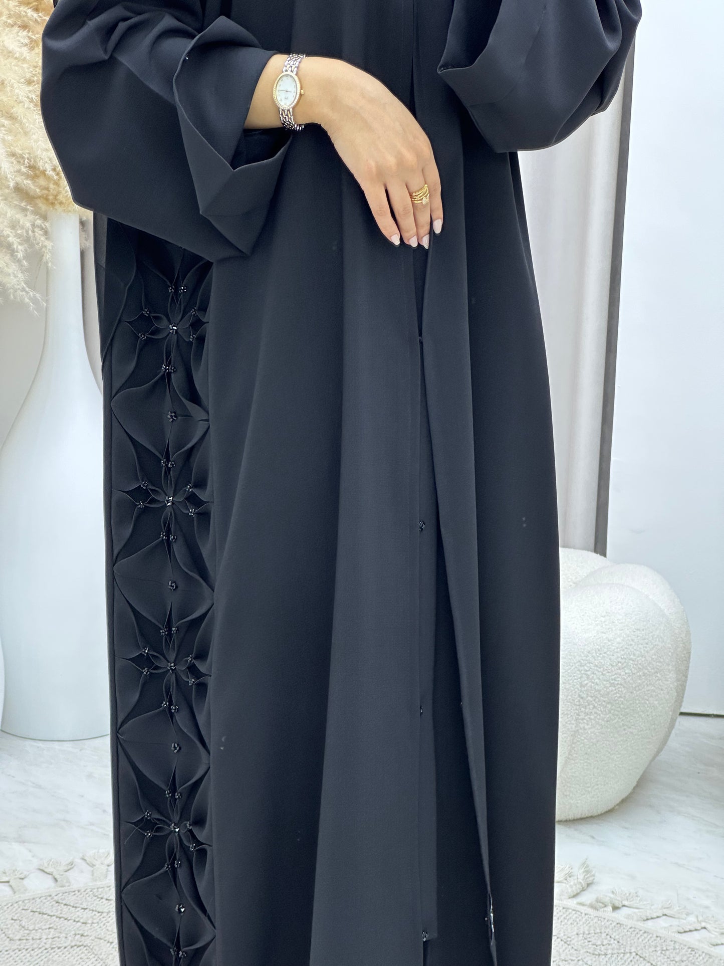 C 0483 Black Classic Lace Abaya