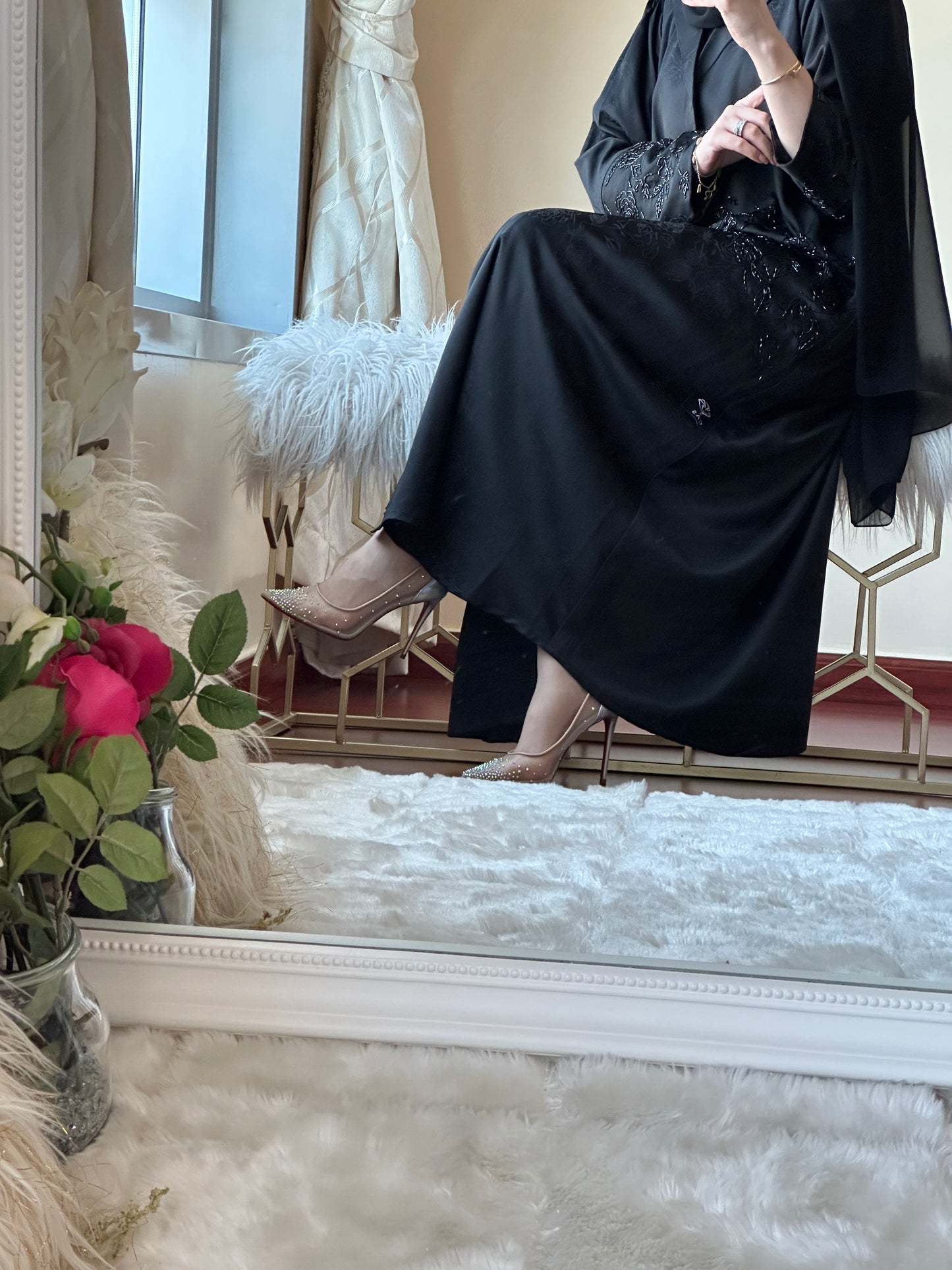 C RTW Black Work Abaya Set 93