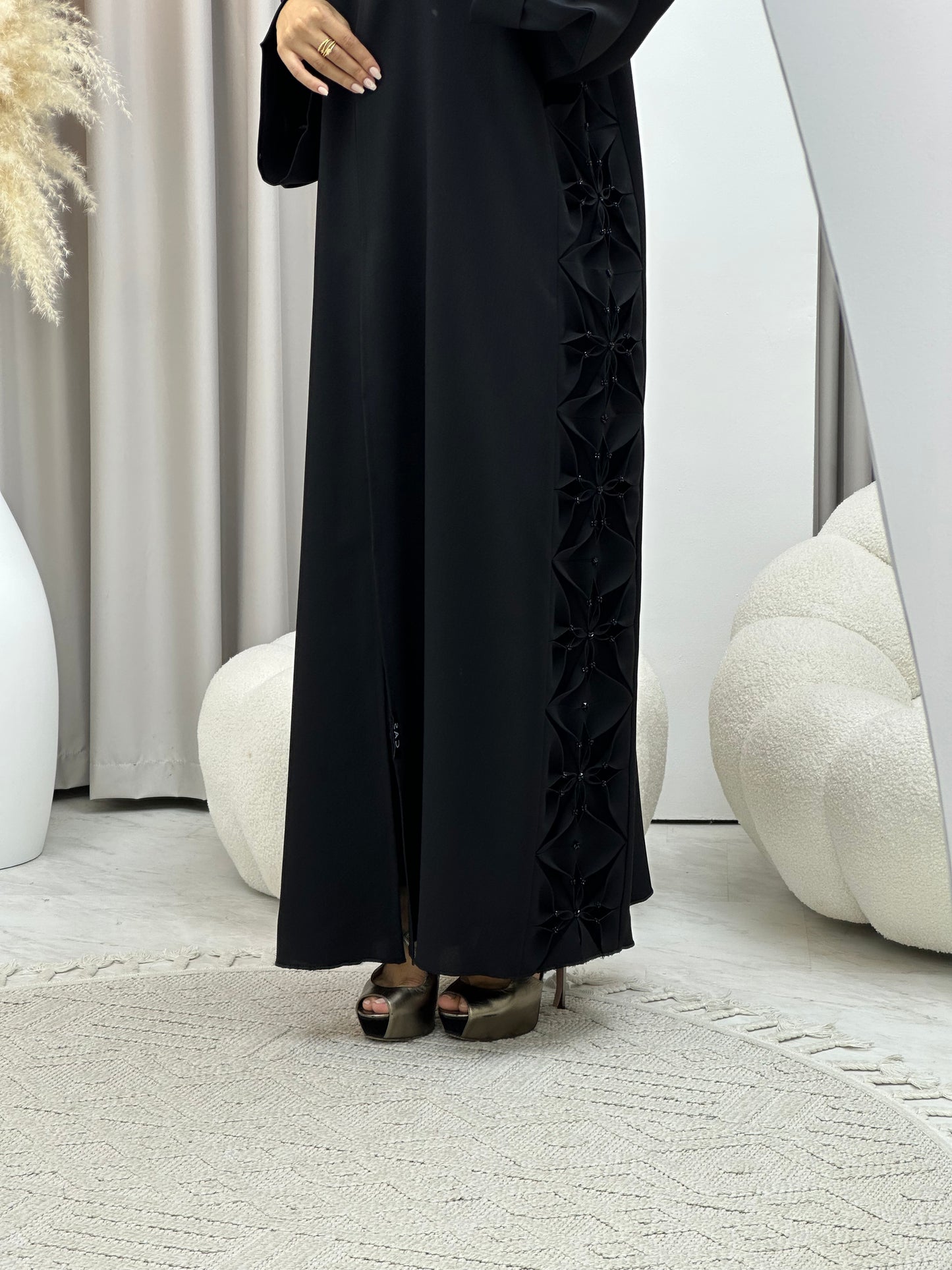 C 0483 Black Classic Lace Abaya