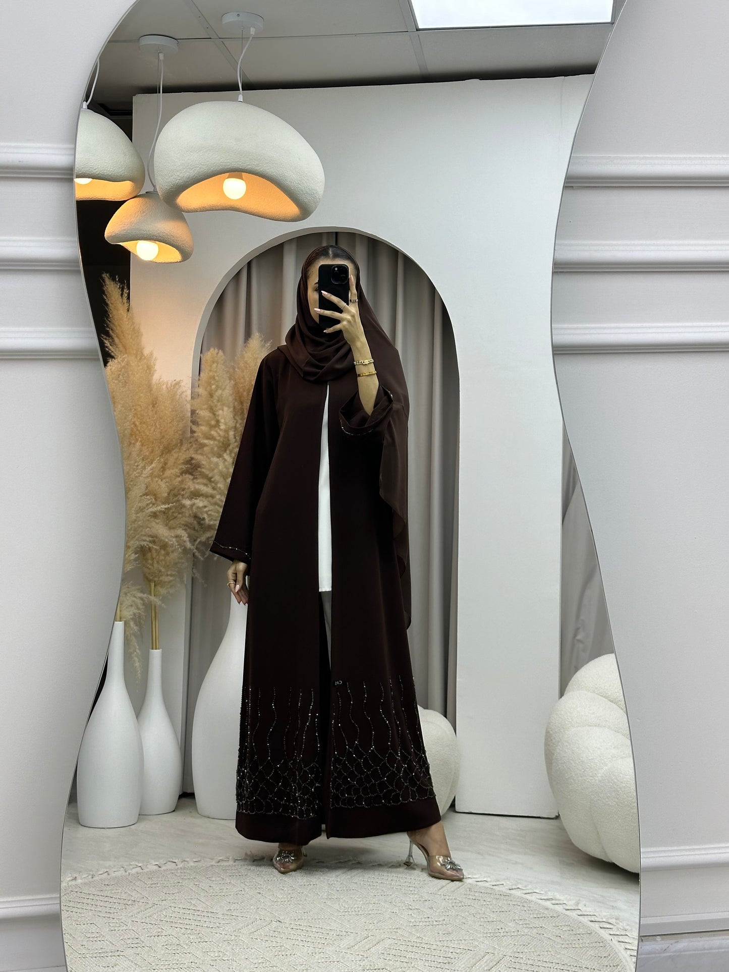 C 0073 Brown Beaded Abaya