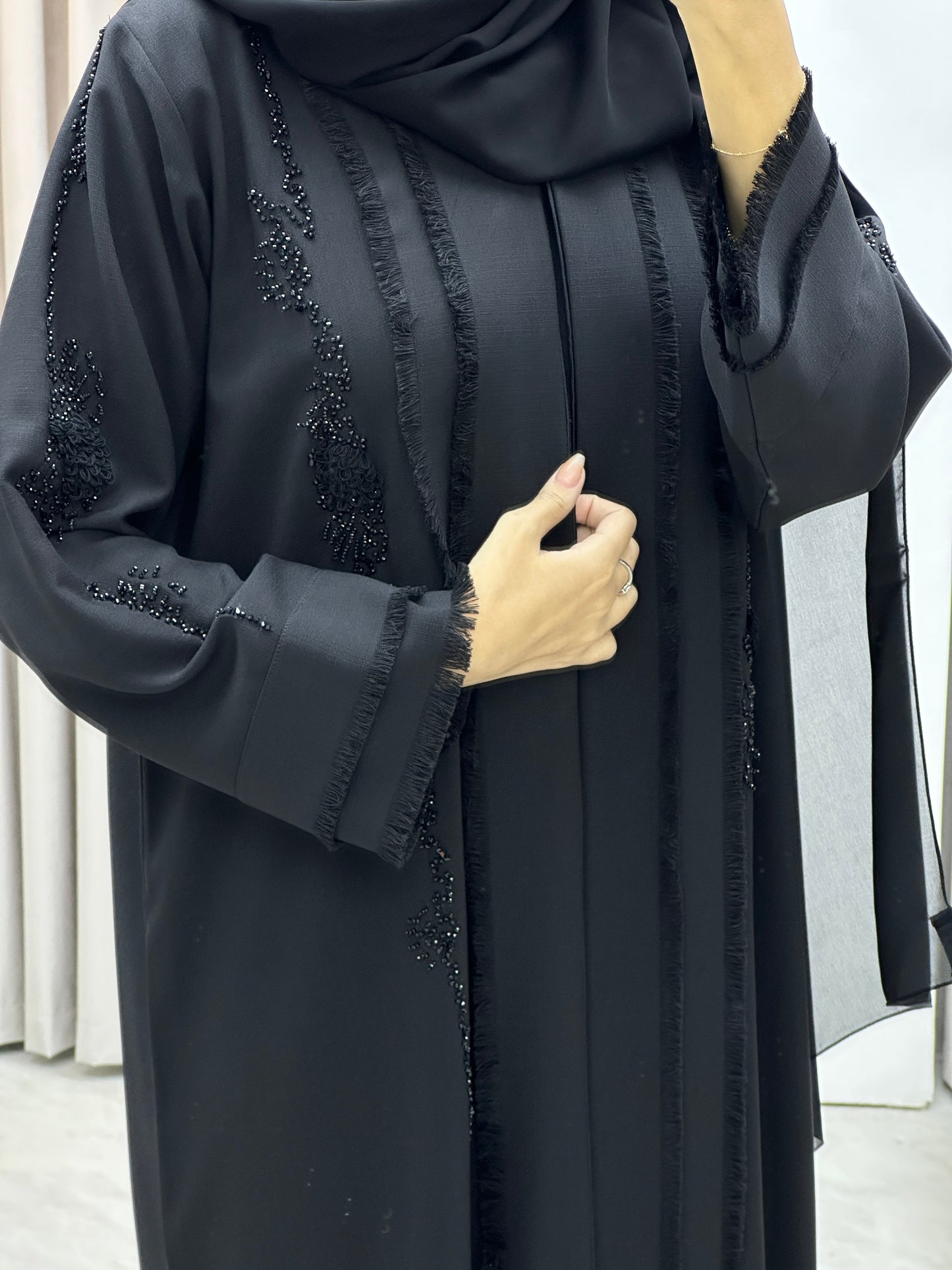 C Black Handwork Abaya Set