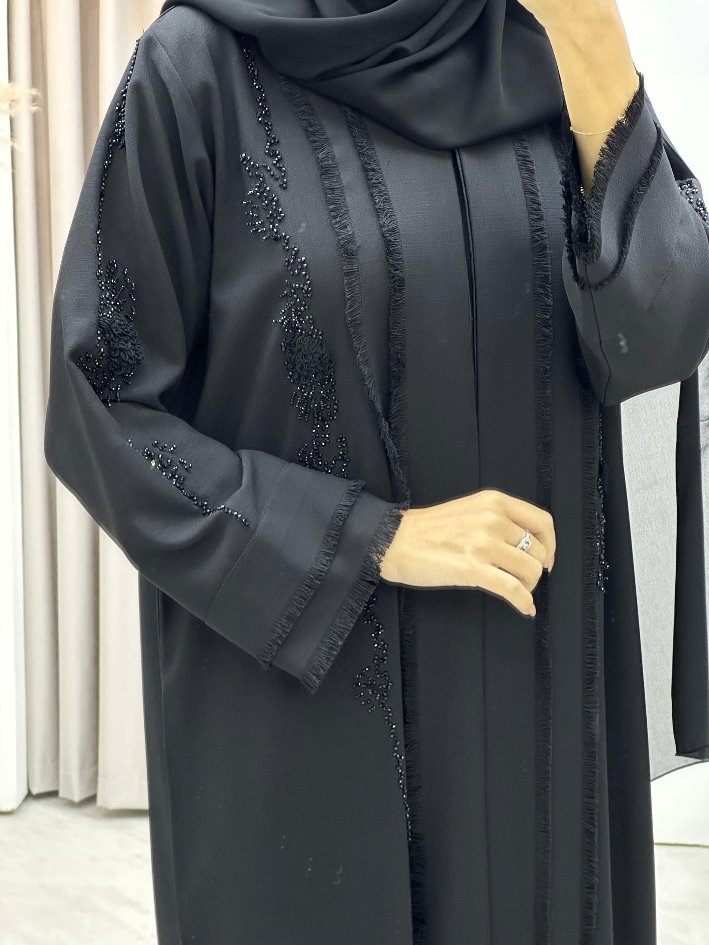 C Black Handwork Abaya Set