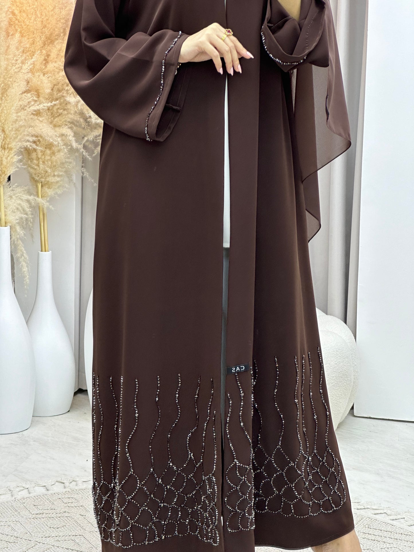 C 0073 Brown Beaded Abaya