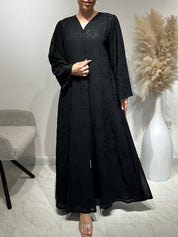 C 1644 Black Floral Printed Abaya