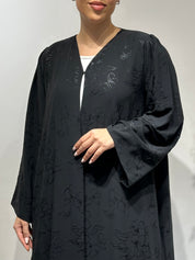 C 1644 Black Floral Printed Abaya