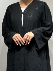 C 1644 Black Floral Printed Abaya