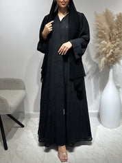 C 1644 Black Floral Printed Abaya