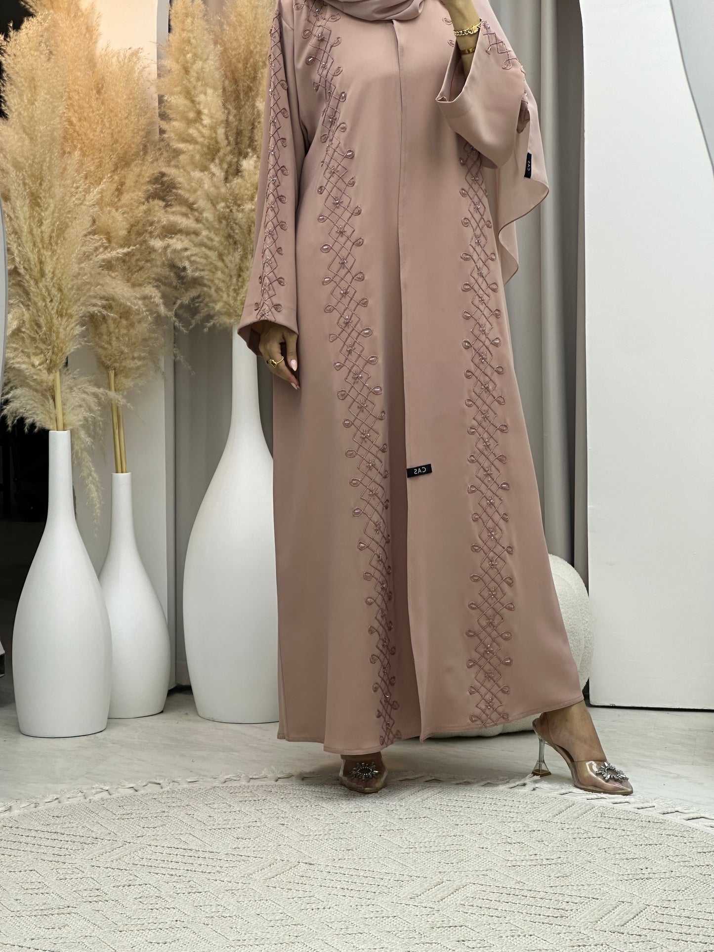 C 0074 Pink Embroidery Abaya