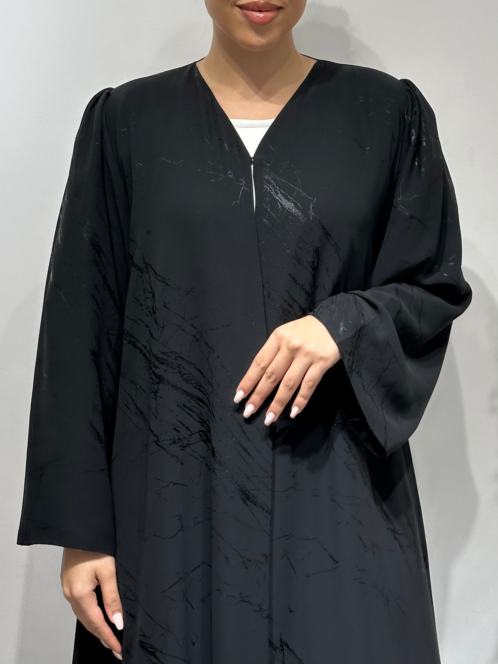 C 1645 Black Stripe Printed Abaya