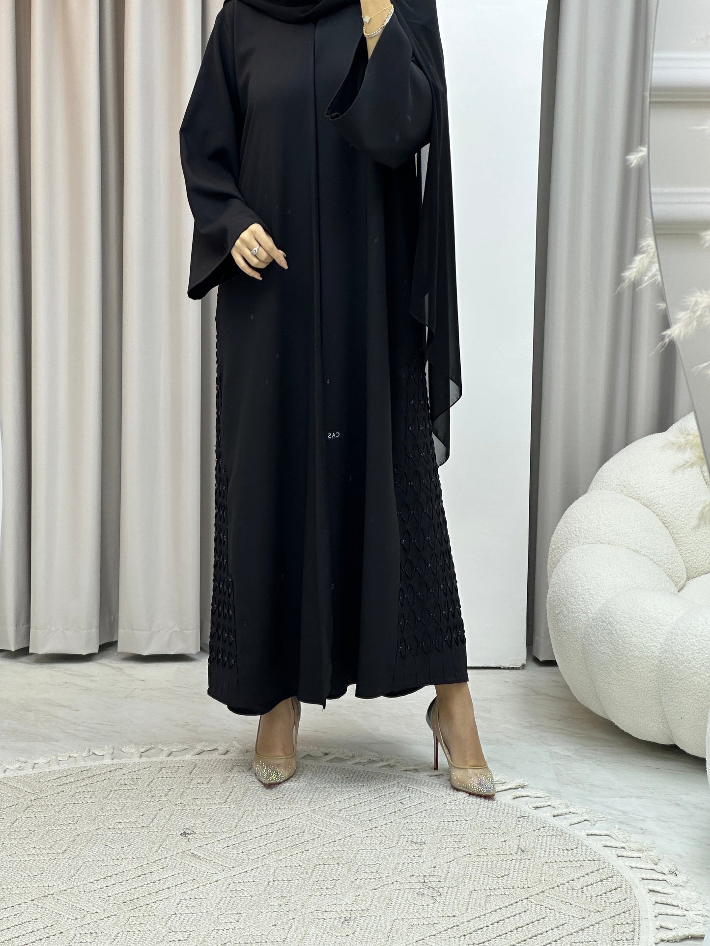 C RTW Black Criss Cross Abaya Set