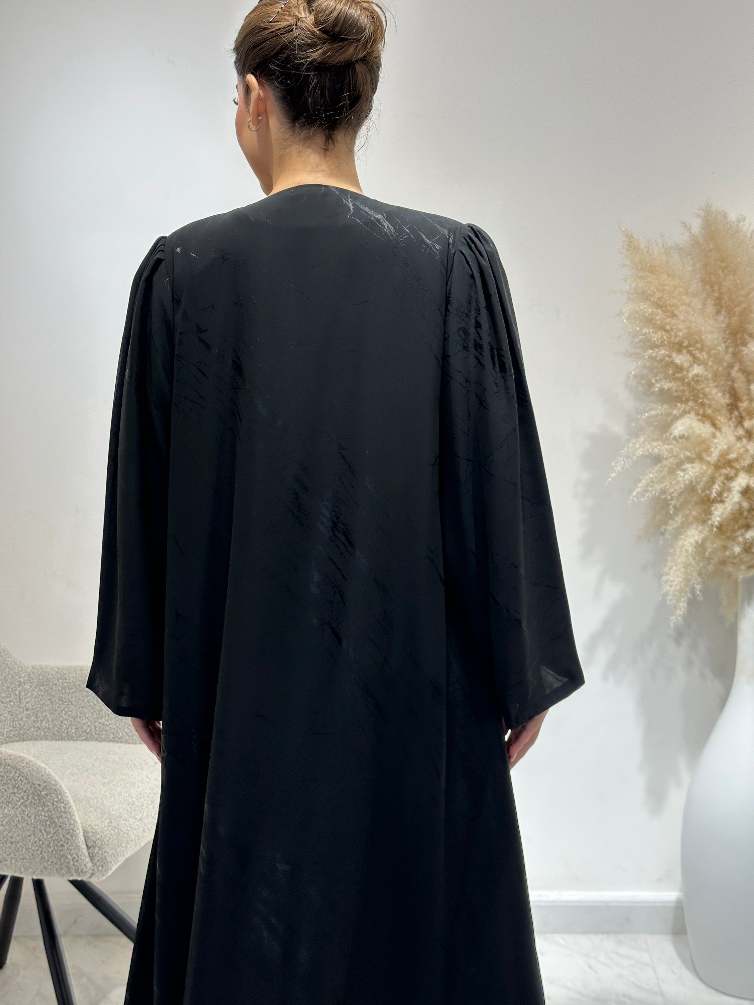 C 1645 Black Stripe Printed Abaya