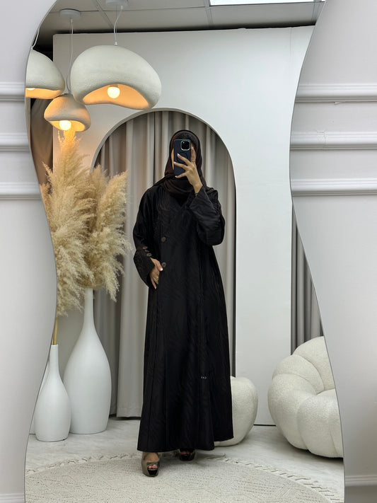 C 0482 Dark Brown Overlap Coat Abaya