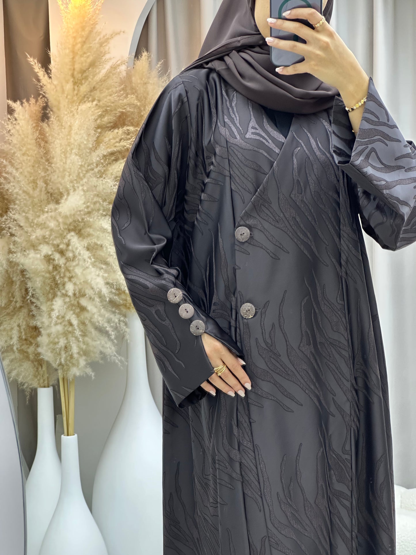 C 0482 Dark Brown Overlap Coat Abaya