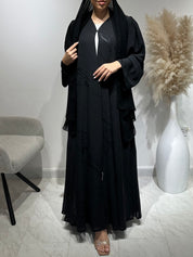 C 1645 Black Stripe Printed Abaya