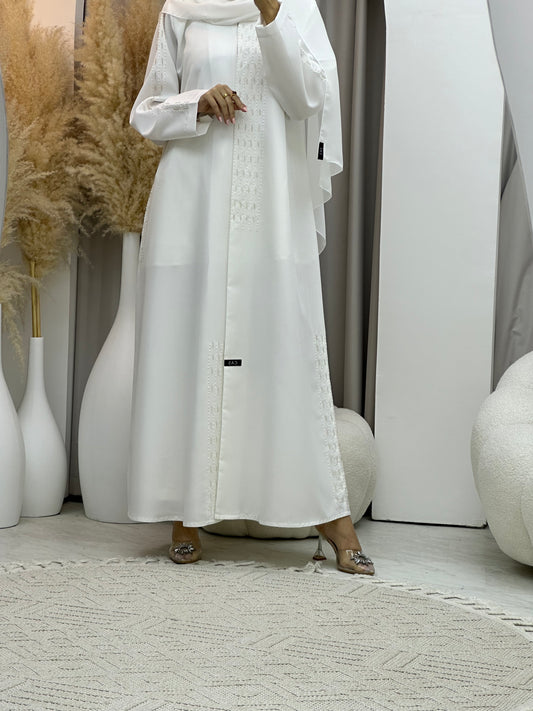 C 0075 White Lace Abaya