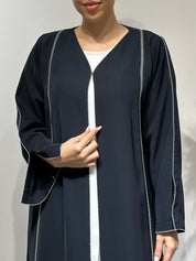 C 1646 Dark Navy Embroidered Abaya
