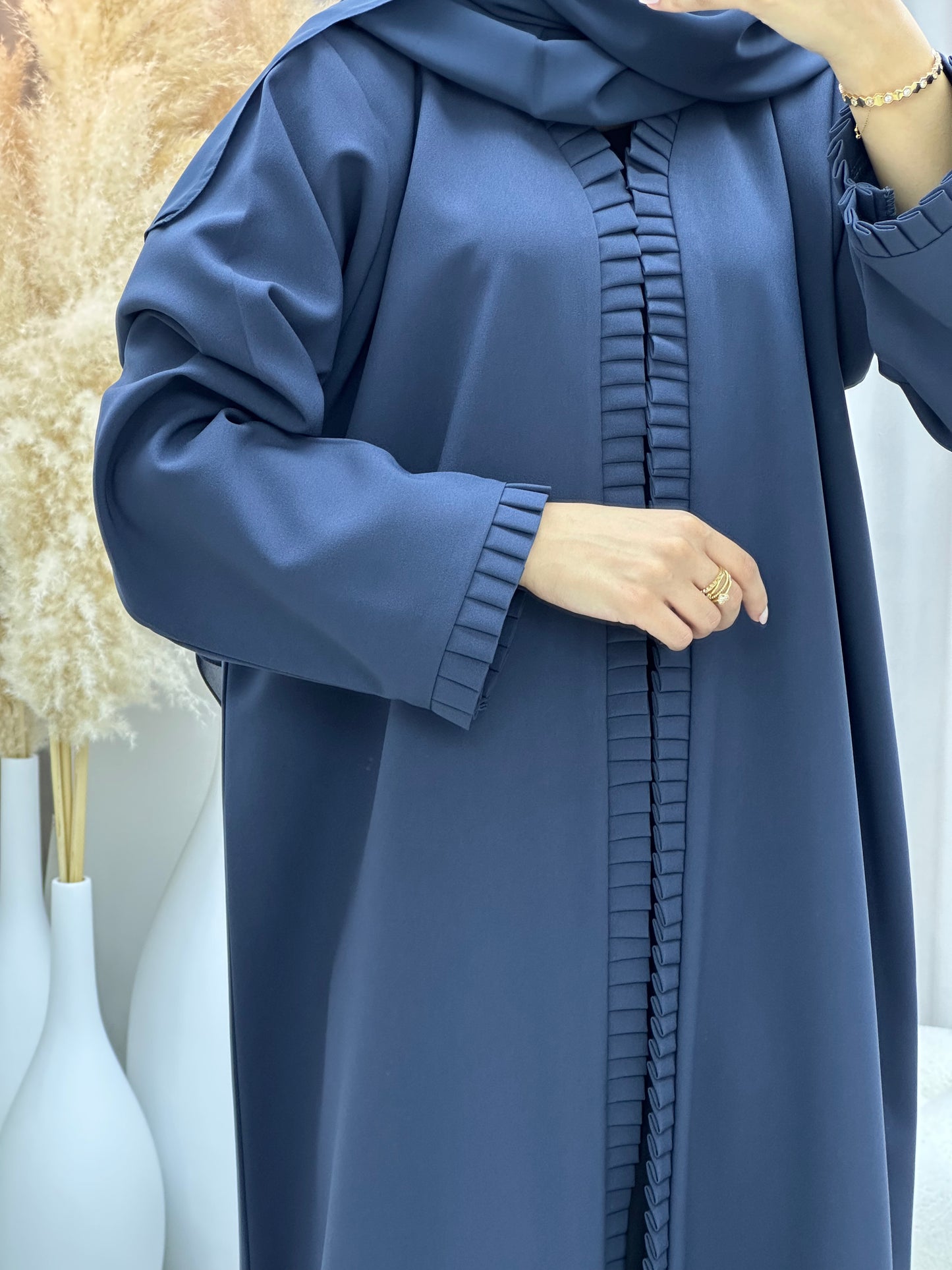 C 0481 Blue Frill Abaya