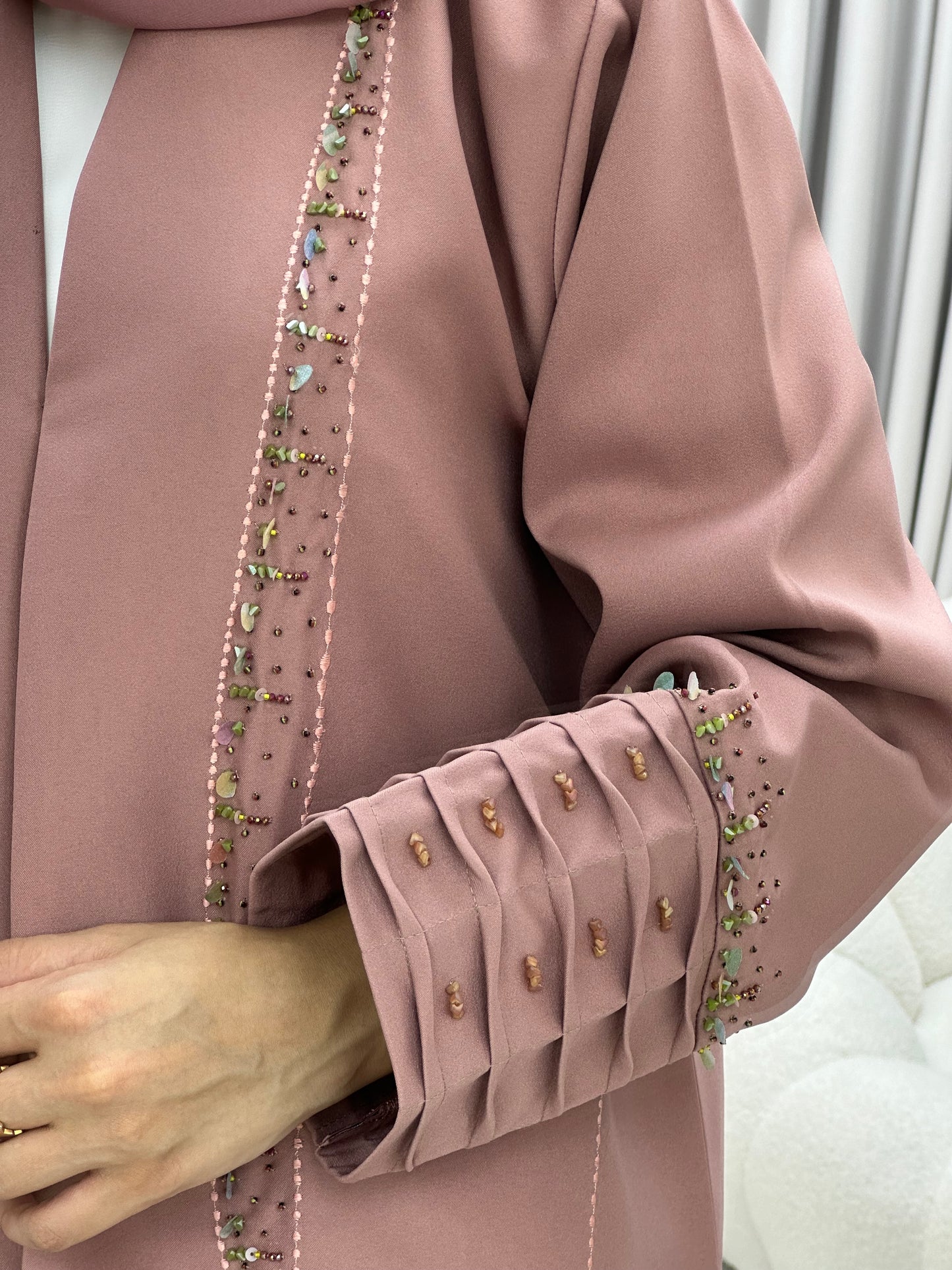 C 0253 Beaded Pink Abaya