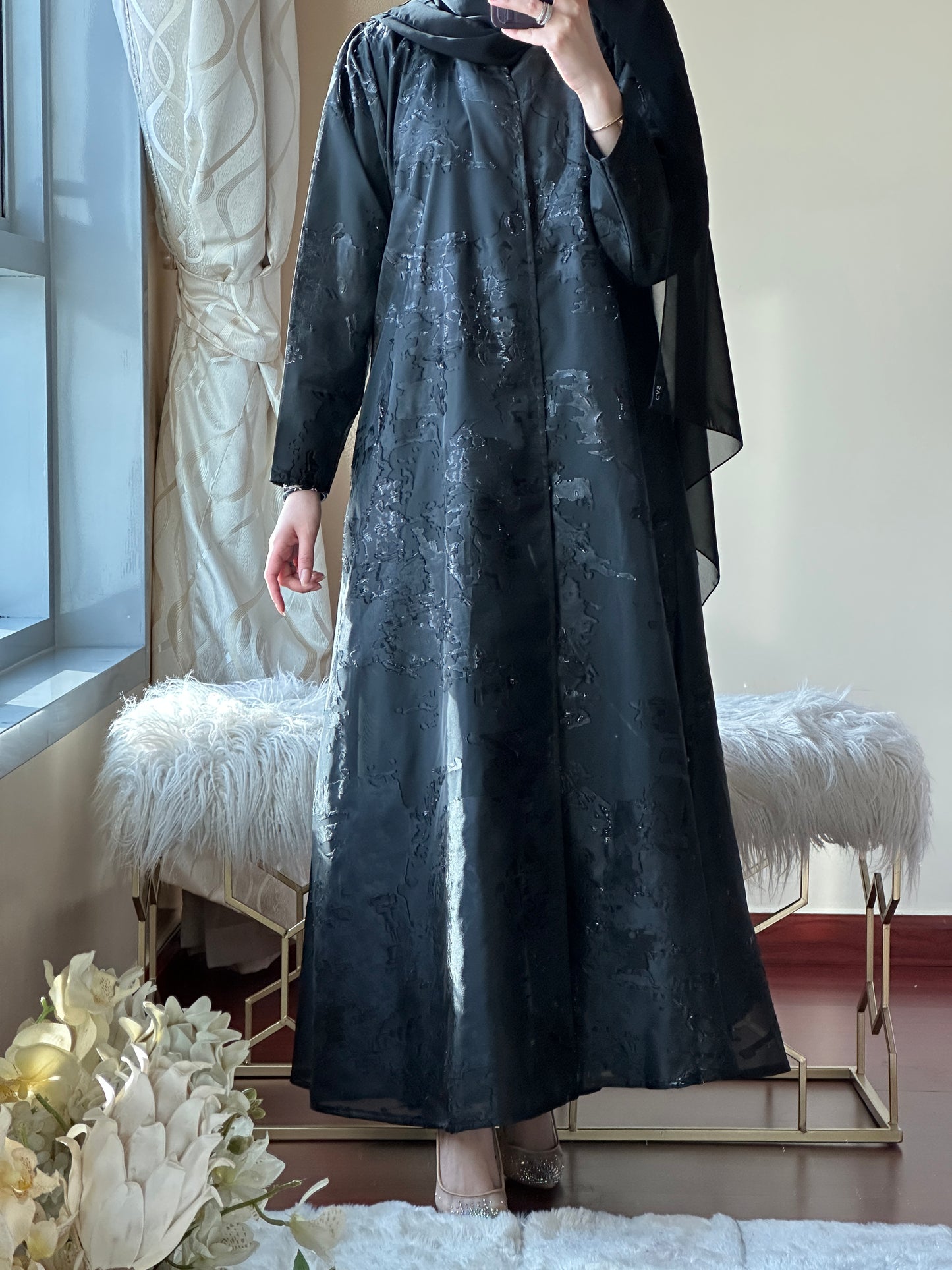 C-Black Work Abaya Set 101