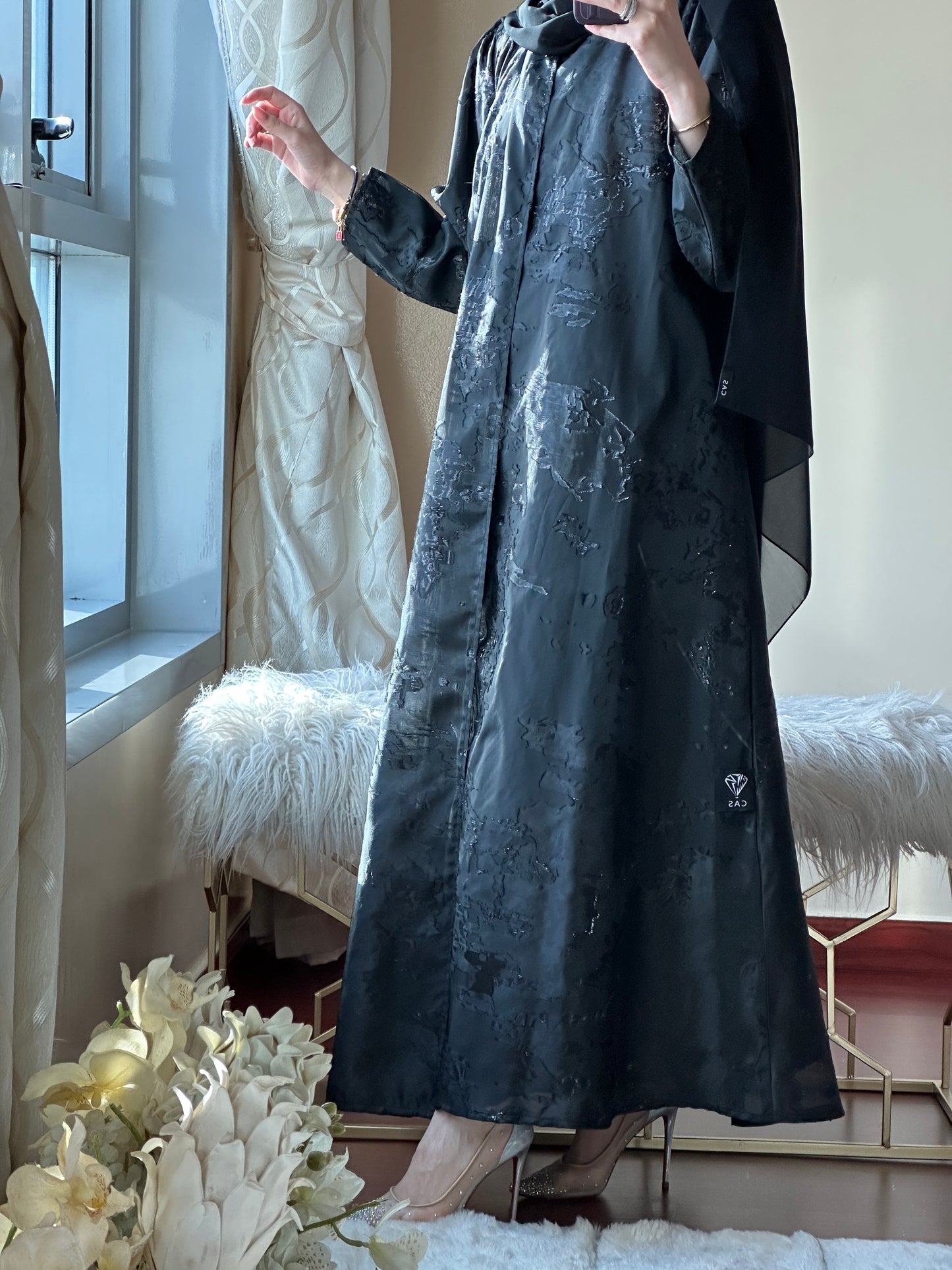 C-Black Work Abaya Set 101