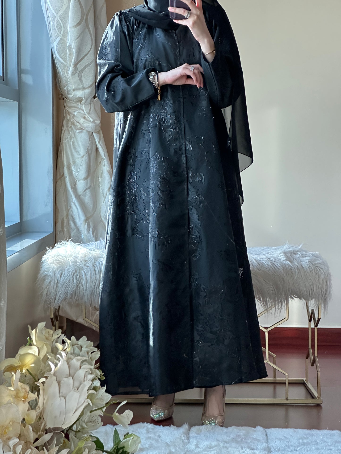 C-Black Work Abaya Set 101