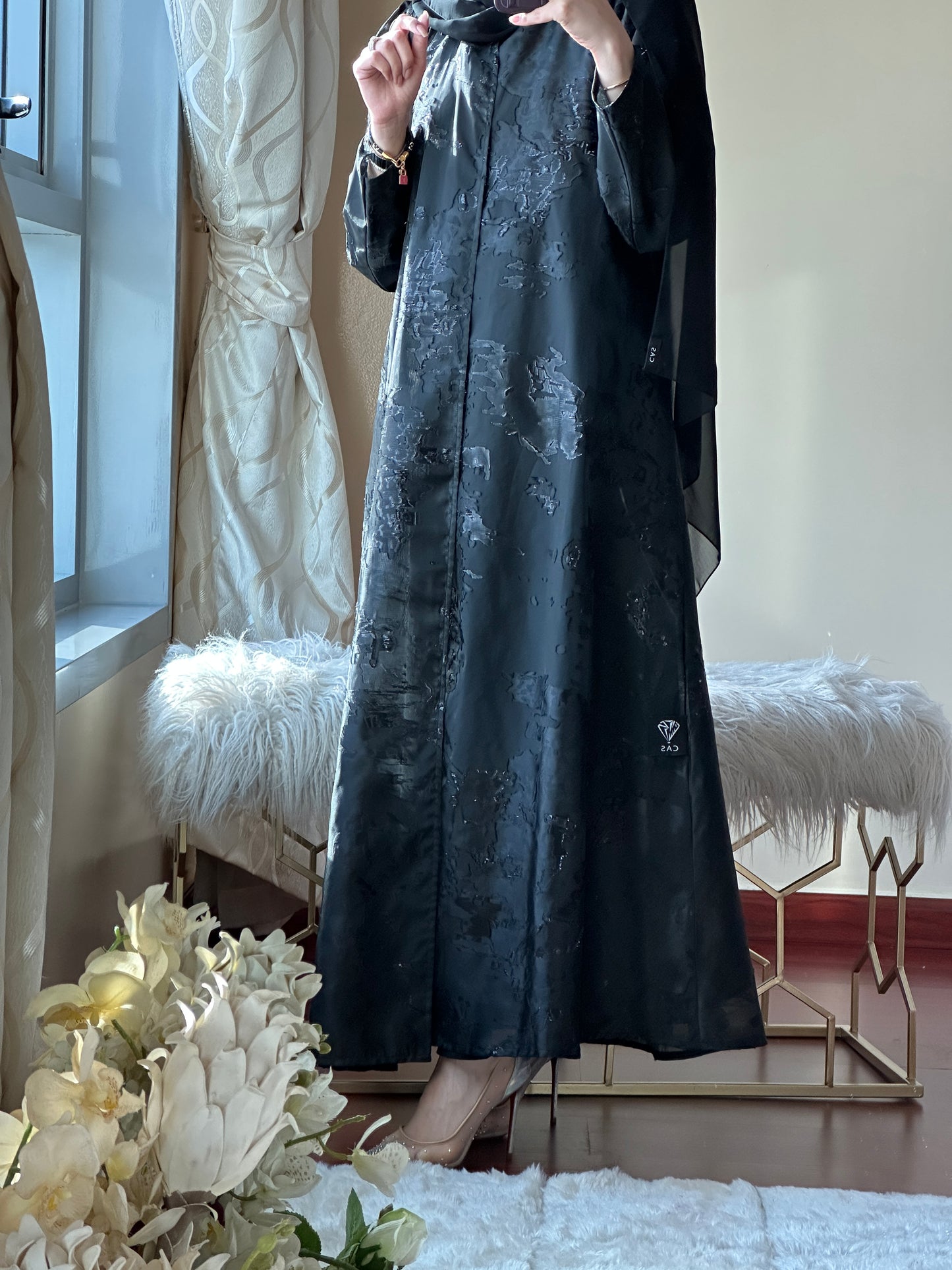 C-Black Work Abaya Set 101