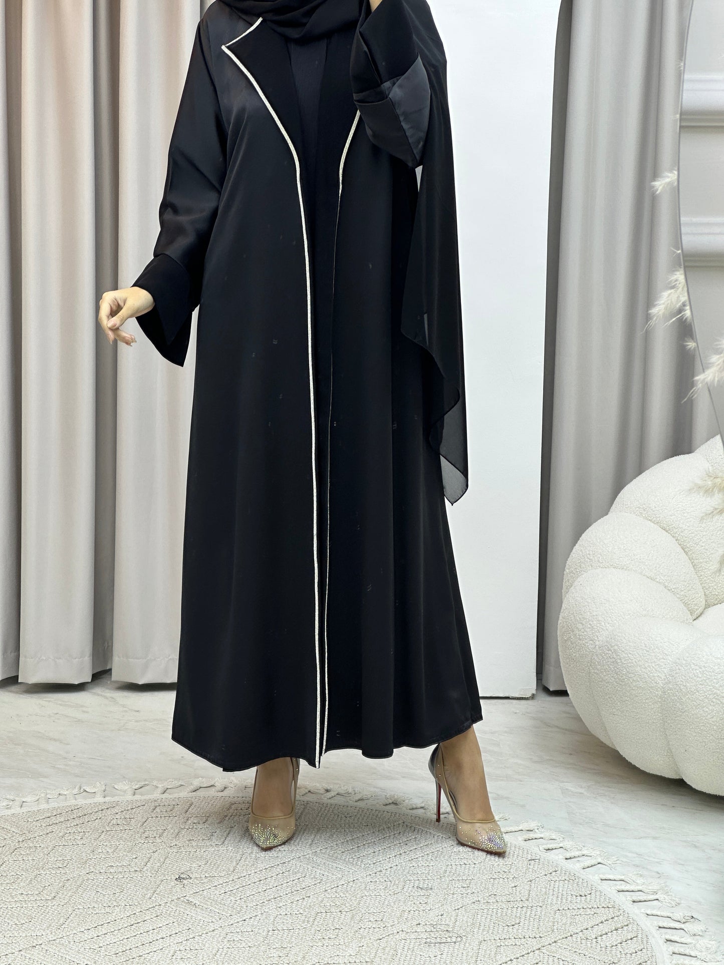 C RTW Bridal Satin Classic Coat Abaya Set