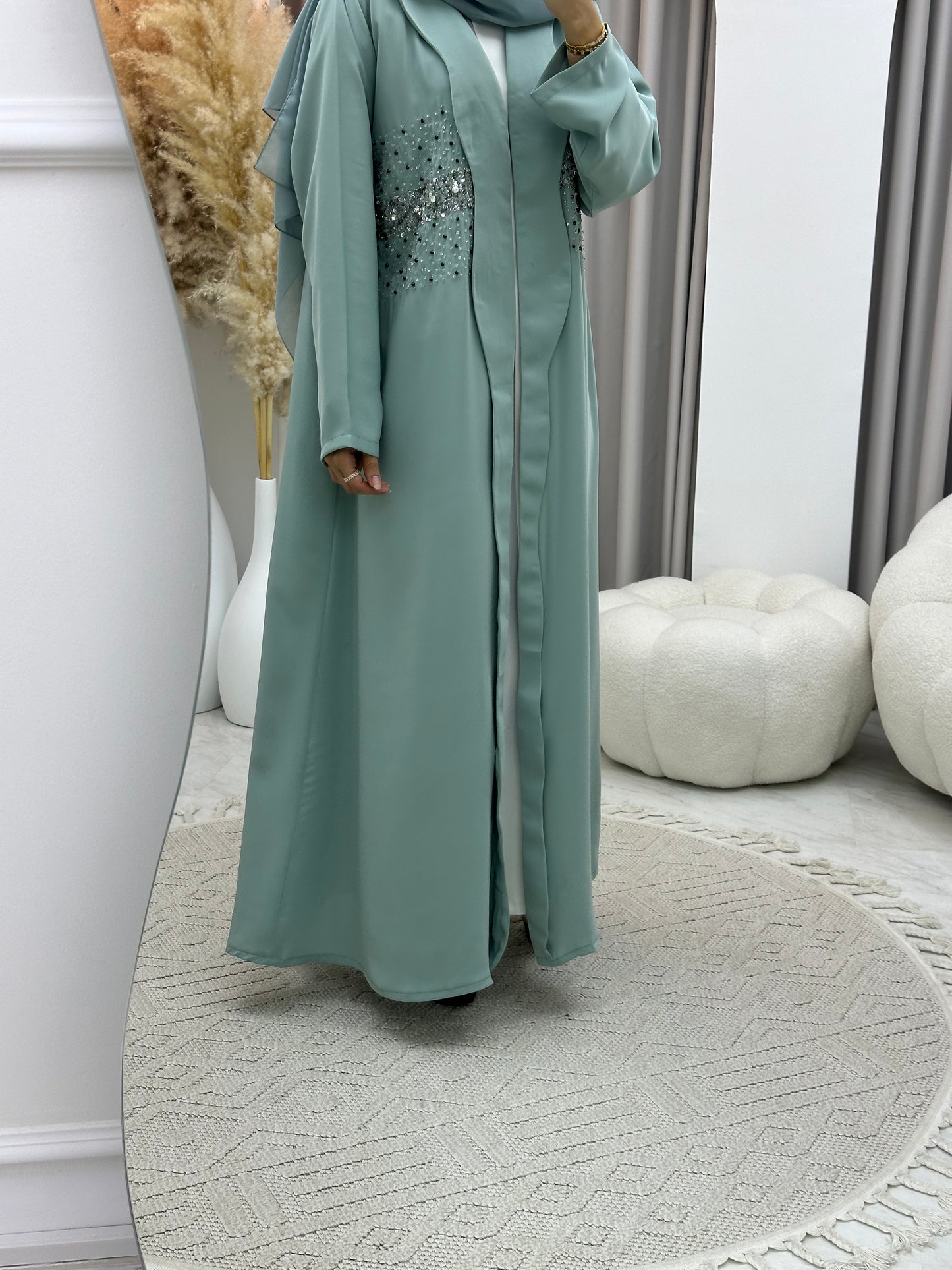 C 0257 Beaded Mint Abaya