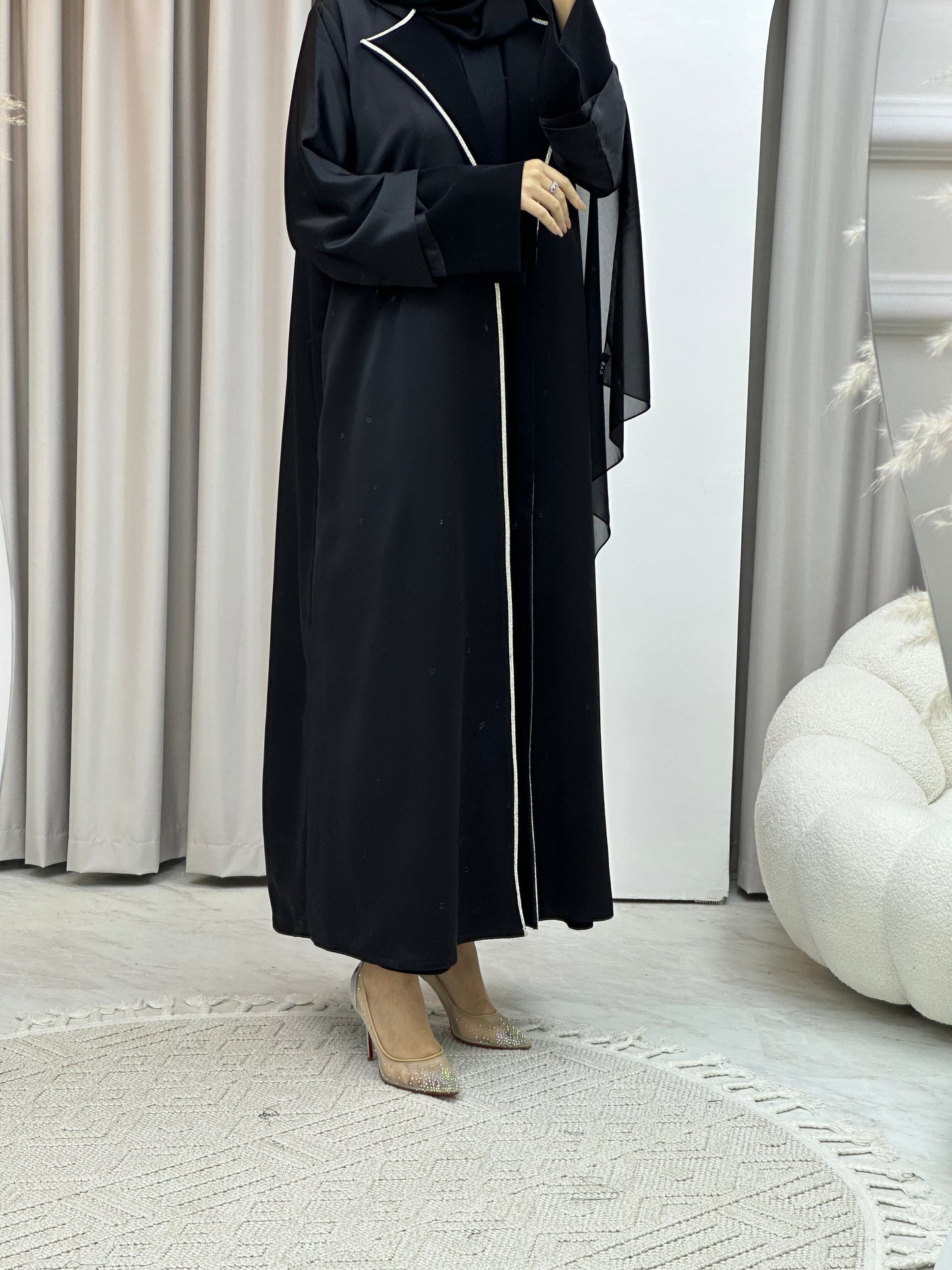 C RTW Bridal Satin Classic Coat Abaya Set