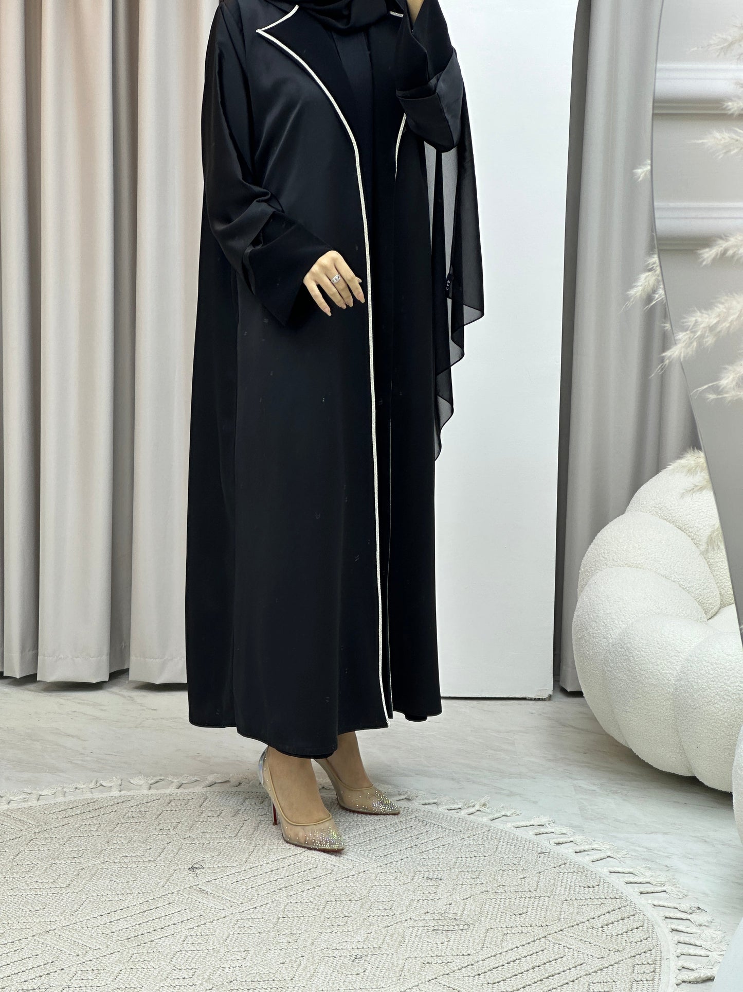 C RTW Bridal Satin Classic Coat Abaya Set