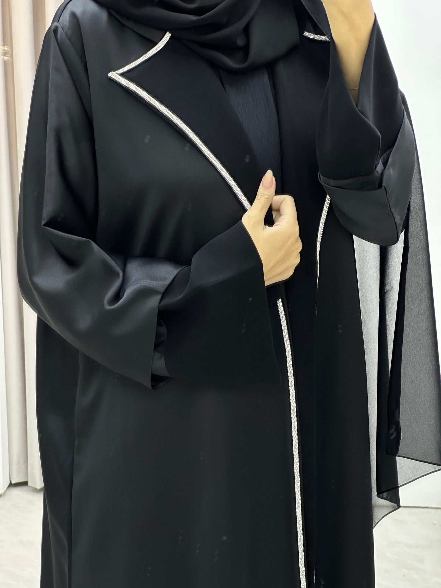 C RTW Bridal Satin Classic Coat Abaya Set