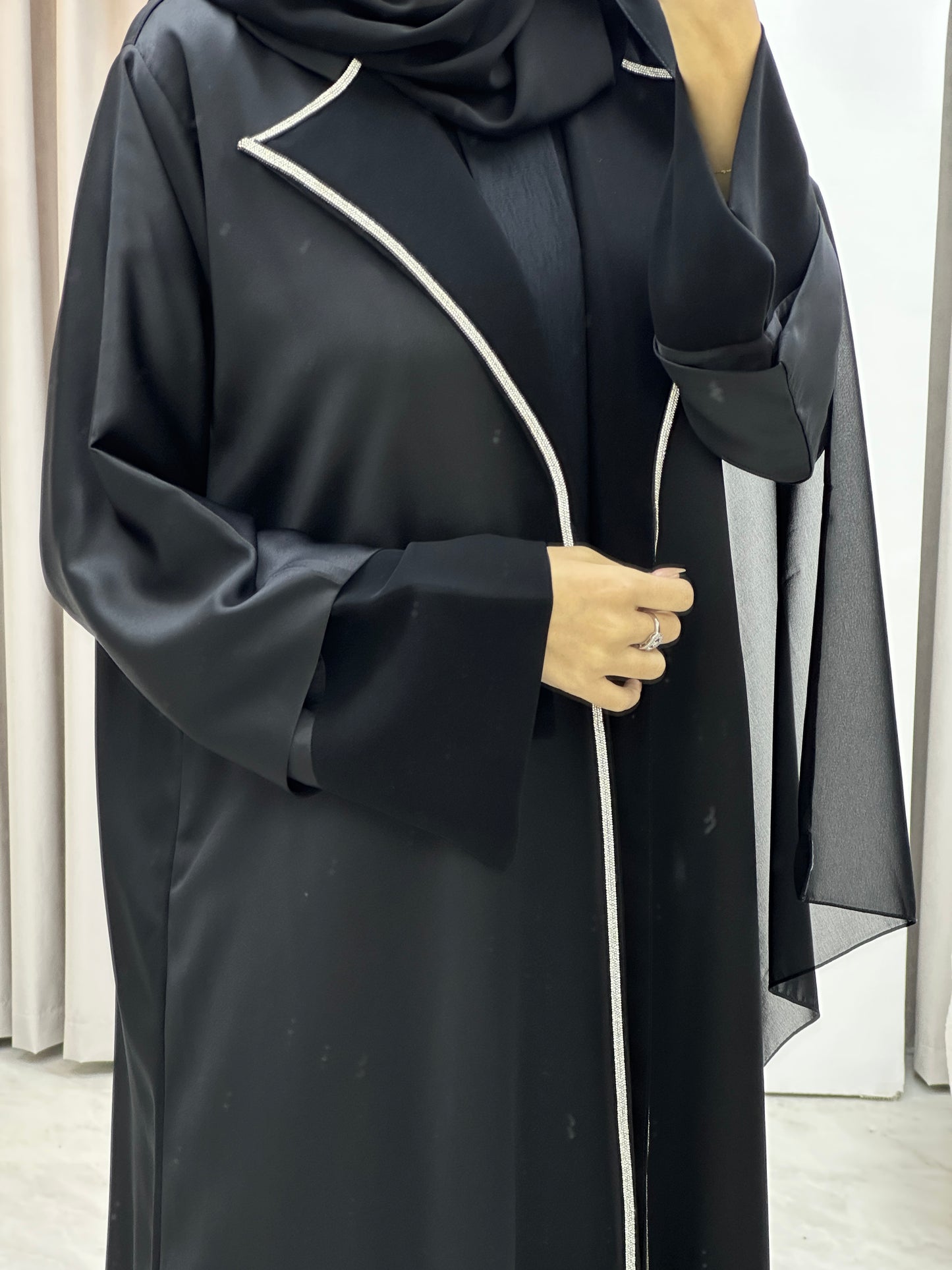 C Bridal Satin Classic Coat Abaya Set