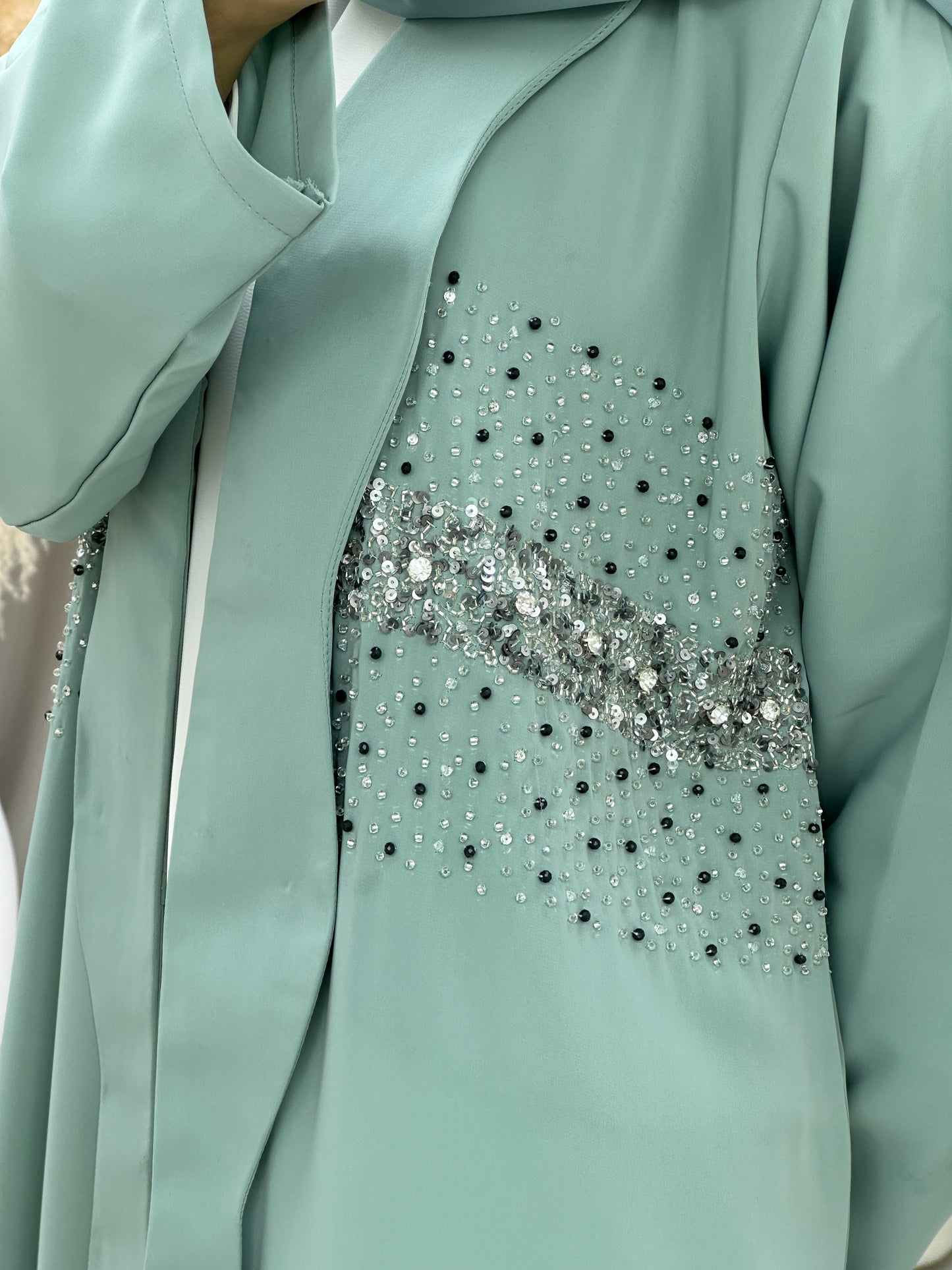 C 0257 Beaded Mint Abaya