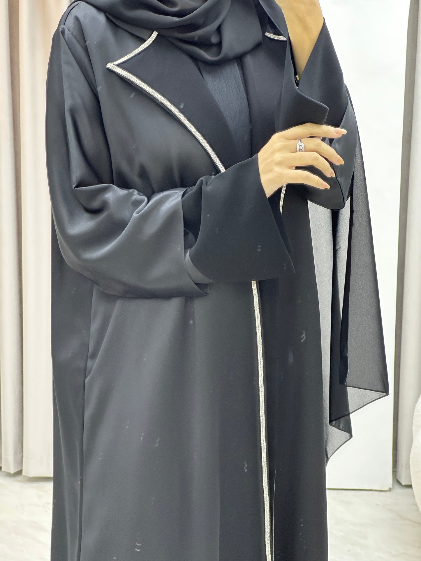 C RTW Bridal Satin Classic Coat Abaya Set