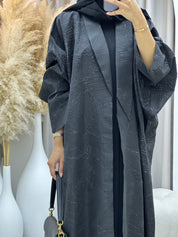 C RTW 0427 Black White Bisht Abaya