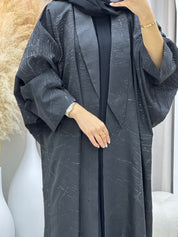 C RTW 0427 Black White Bisht Abaya
