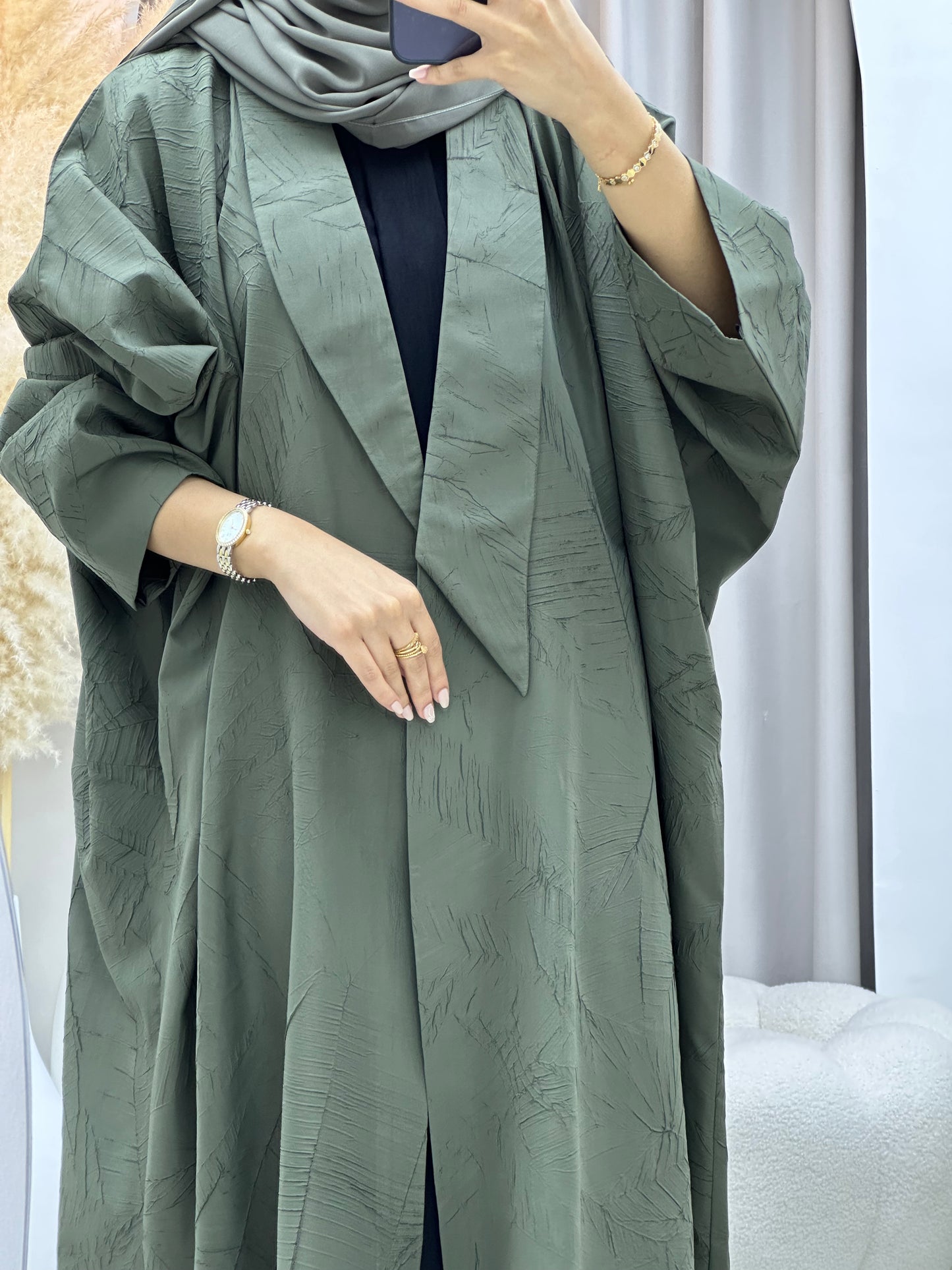 C 0427 Olive Bisht Abaya