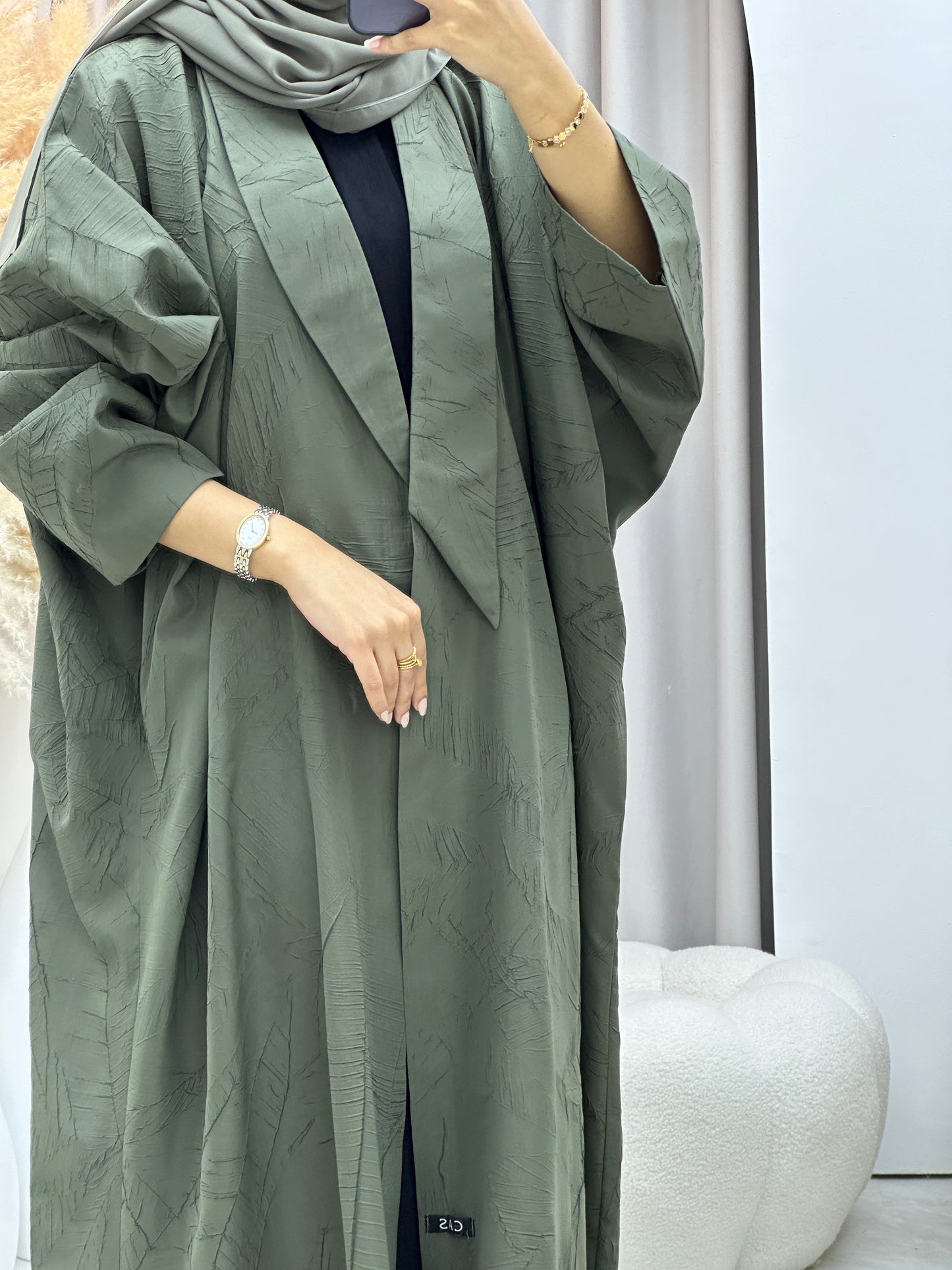 C 0427 Olive Bisht Abaya