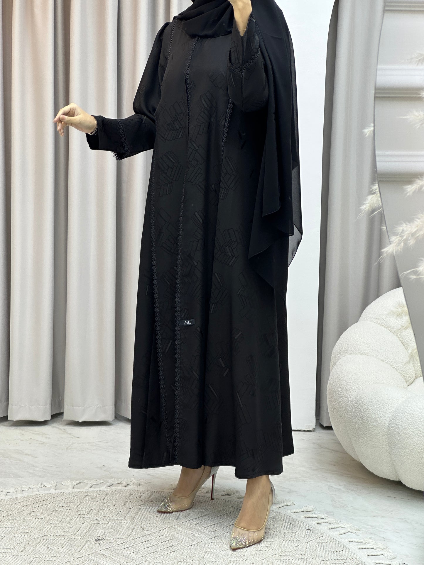 C Lace Jacquard Kloosh Abaya Set