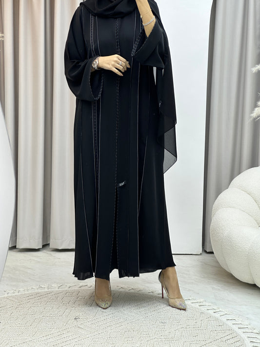 C Nada Black White Kloosh Abaya Set