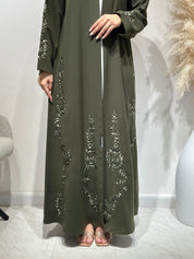 C 1651 Hunter Green Embroidered Abaya