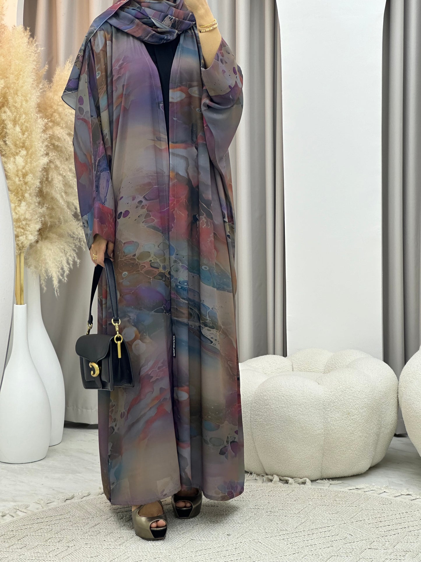 C 0258-01 Peacock Print Abaya