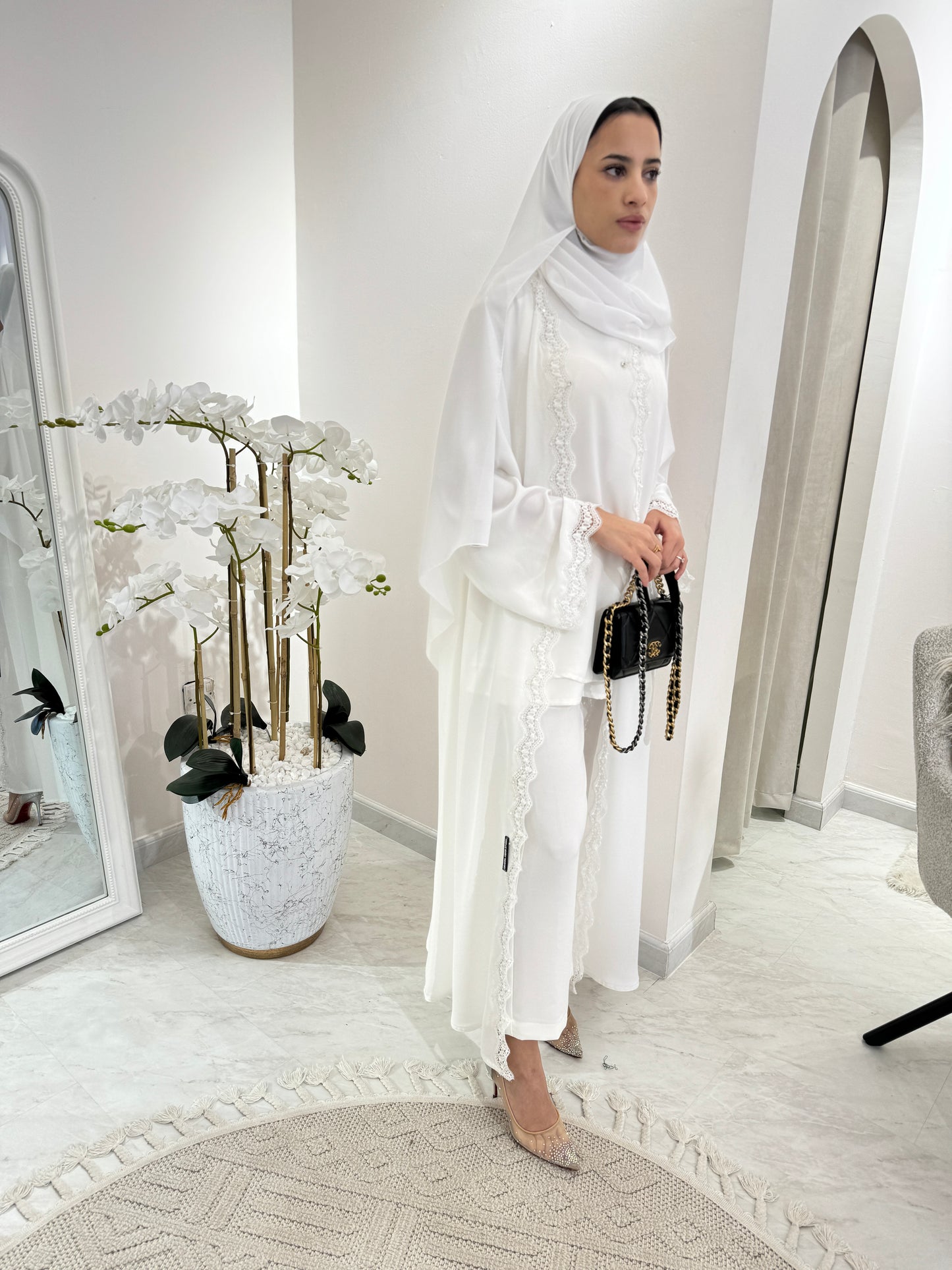 C White Lace Nada Eid Abaya